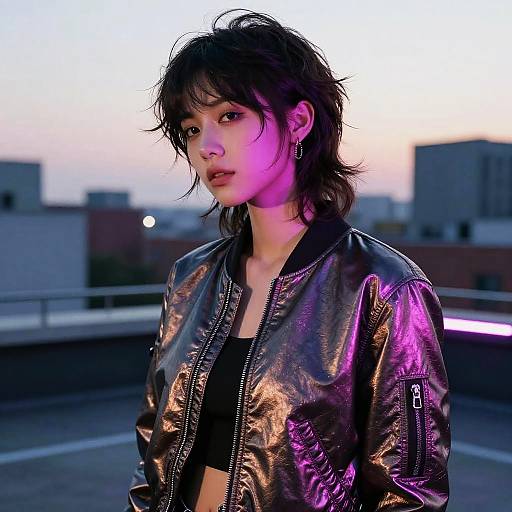 Modern Female Mullet on Urban Rooftop