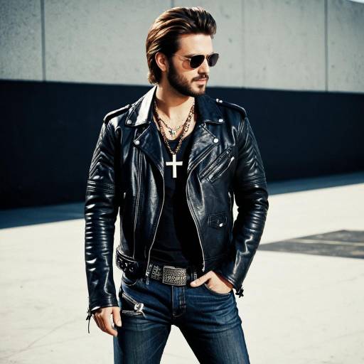 Stylish Male Rockstar in Denim and Leather