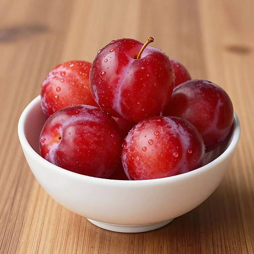 Hyper-Realistic Bowl of Red Plums