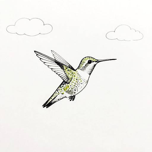 Minimalist Brush Pen Hummingbird Art