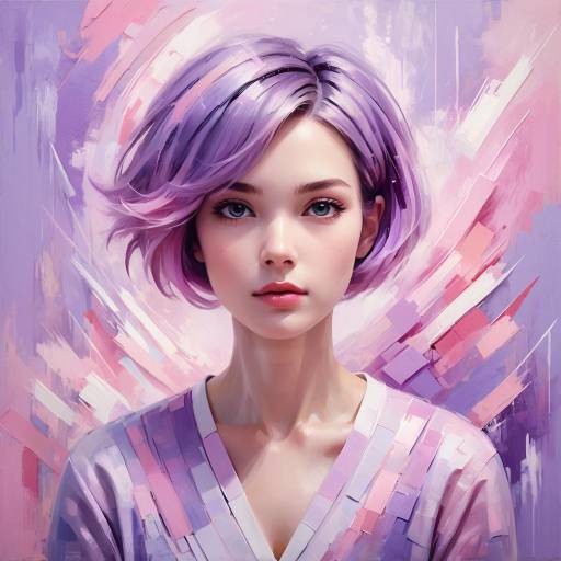 Portrait of young woman with purple hair