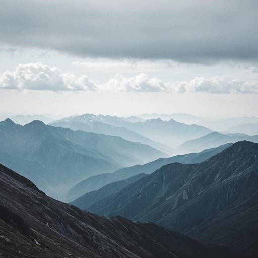 Misty Layered Mountain Landscape