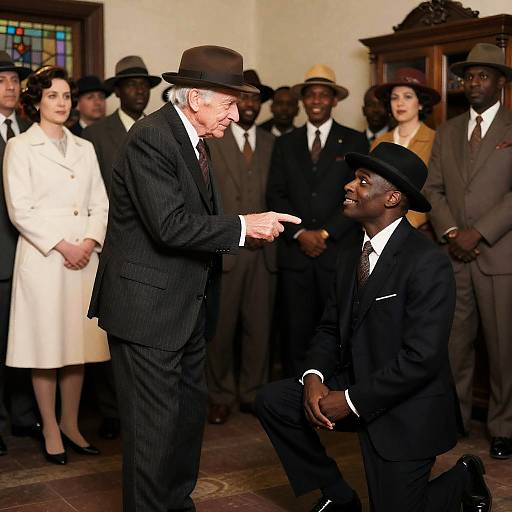 Vintage Fashion in a Lively Gathering