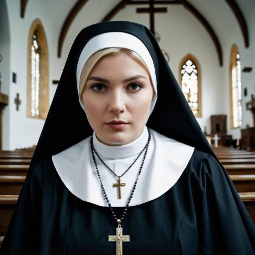 Blonde Nun in Traditional Habit in Church
