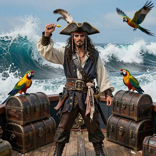 Elf Pirate on Vibrant Ocean Deck