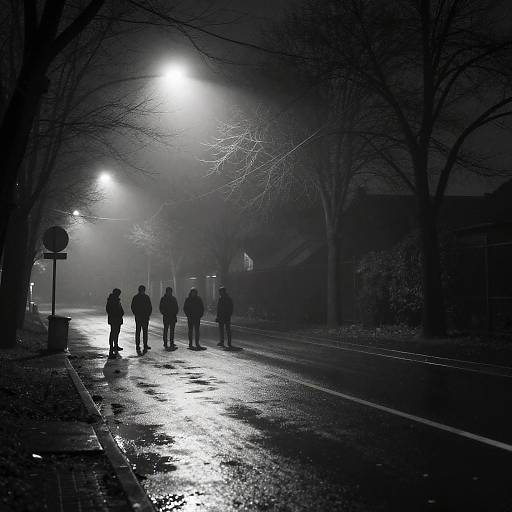 Moody Foggy Night Street Scene