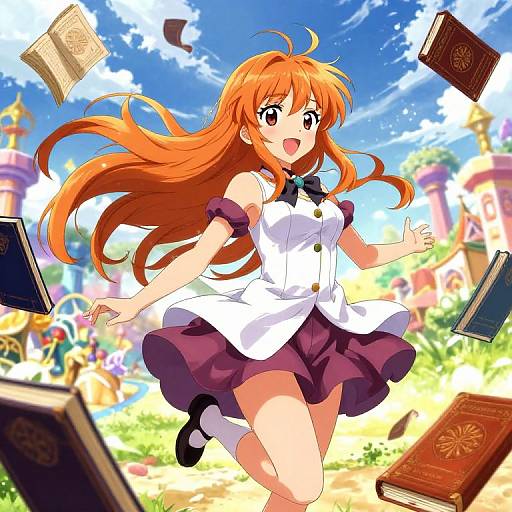 Energetic Anime Girl in Magical Academy