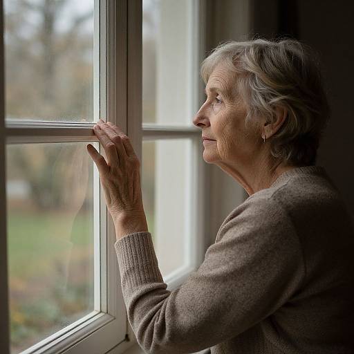 Elderly Woman Gazing Through Window