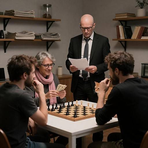 Intriguing Gathering in Dimly Lit Room