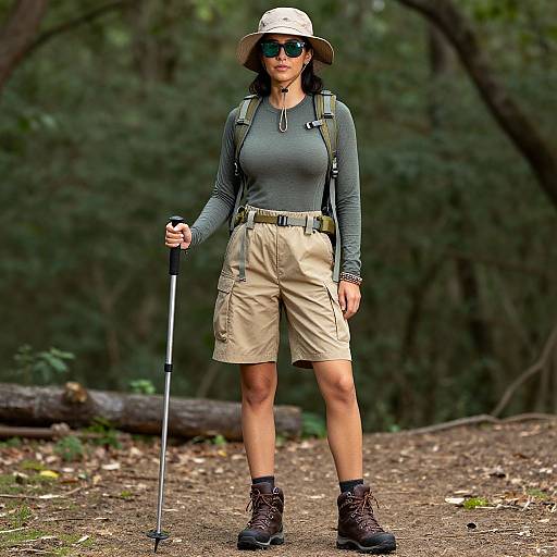 Stylish Outdoor Woman in Hiking Gear