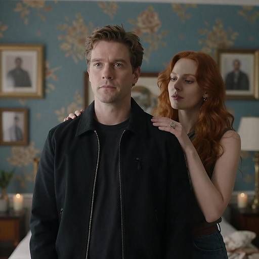 Couple in Floral Wallpaper Room