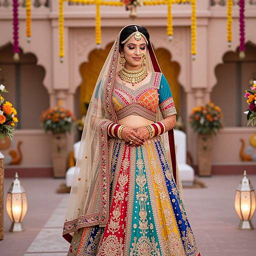 Vibrant Multicolor Indian Bridal Lehenga