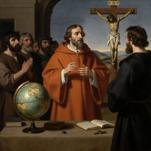 Preacher in Orange Robe Addressing Crowd