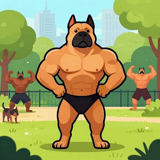 Muscular Anthropomorphic Dog in Park