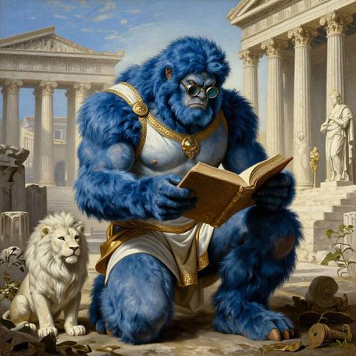 Neo-Classical Hank McCoy at Greek Ruins