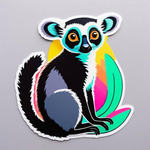 Vibrant Lemur Sticker Art in Blair Style Vibrant Lemur Sticker Art in Blair Style