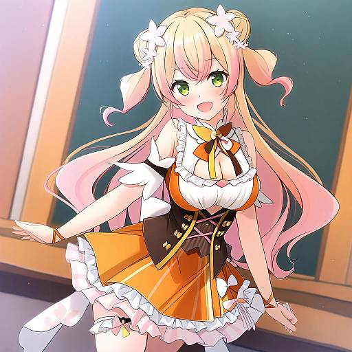 Illustration of Momosuzu nene (1st costume), hololive in the style of Shibacha