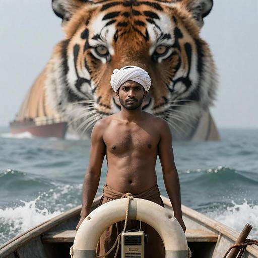 Serene Man with Intense Tiger Presence