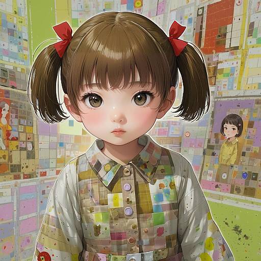 Illustration of Doujima nanako, persona in the style of Kuroi suna