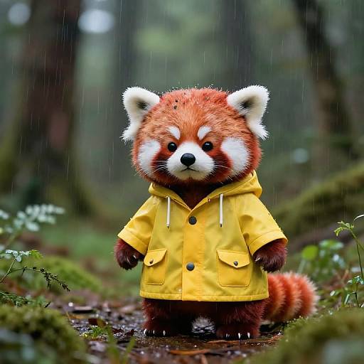 Kawaii Red Panda in Rainforest