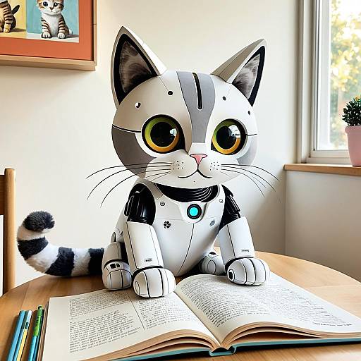 Cuddly Robotic Cat Toy in Preschool Reading Corner