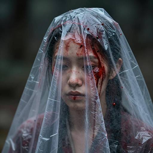 Haunting Figure Behind Plastic Sheet