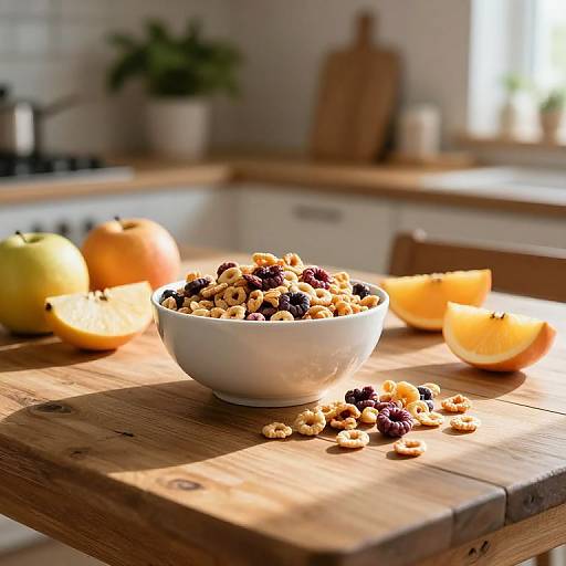 Rustic Kellogg Cereal Breakfast Scene