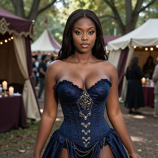 Confident Woman in Gothic Festival Attire