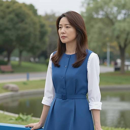 Asian Woman Standing in Park