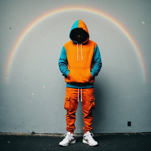 Vibrant Rainbow Orange Hoodie Fashion