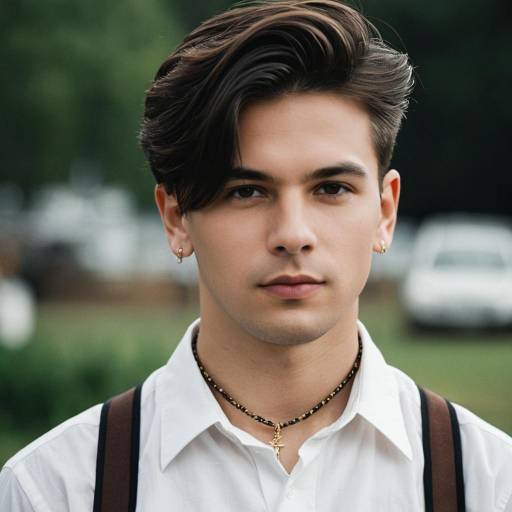 Young Man with Stylish Haircut and Jewelry