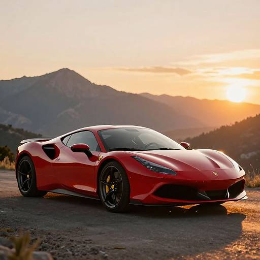 Red Sports Car at Golden Hour