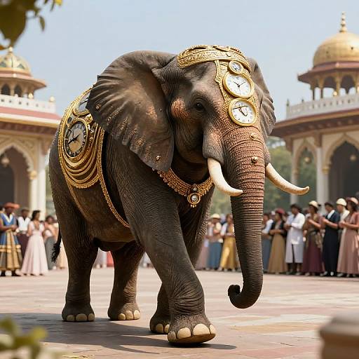 Majestic Clockwork Elephant in Plaza