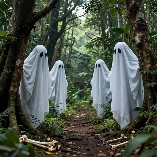 Ghostly Yakshi Sisters Spying in Jungle