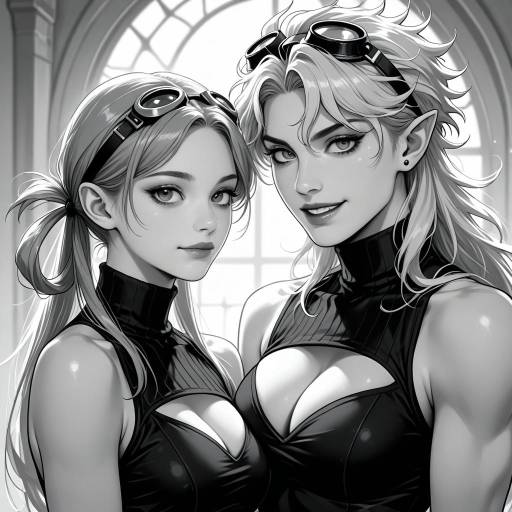 Vampire Duo in Monochrome Style