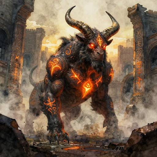 Mythic Minotaur in Labyrinth Ruins