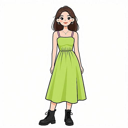 Smiling Woman in Lime Green Sundress