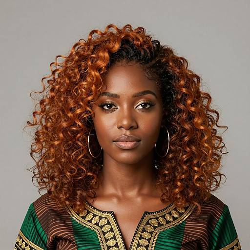 Portrait of Black Woman with Curly Orange Hair