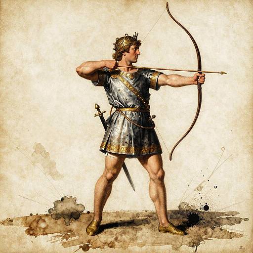 Mannerist Style Warrior Archer in Gouache and Ink