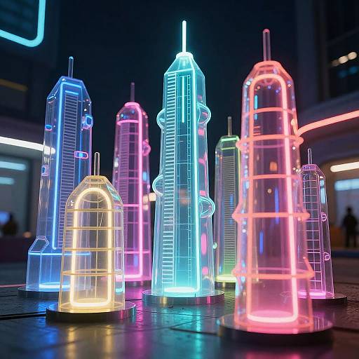 Neon Plastic Art in Cyberpunk City