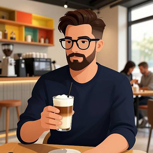 Stylish Man Enjoying Coffee in Modern Café