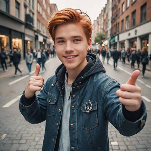 Teen Boy Selfie in Busy City Setting Teen Boy Selfie in Busy City Setting