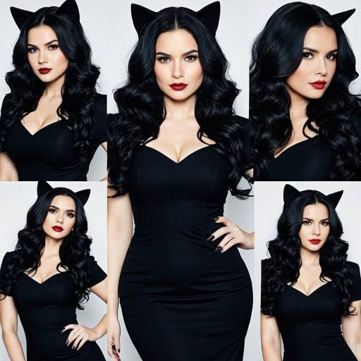 Woman in Black Cat Cosplay Costume