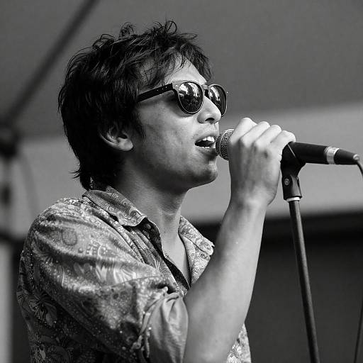 High Contrast Black and White Singer Portrait