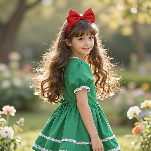 Young Girl in Sunlit Garden