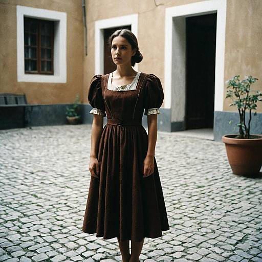 Woman in Brown Dress Costume