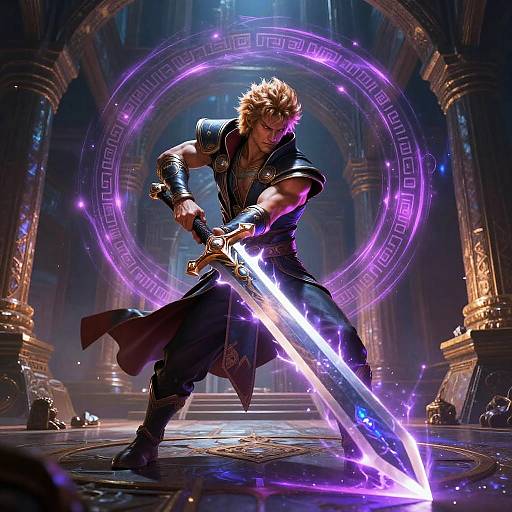 Loken Wielding Energy Sword in Ruins