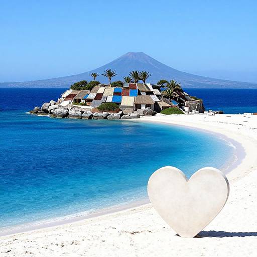 Mediterranean Island with Heart Beach