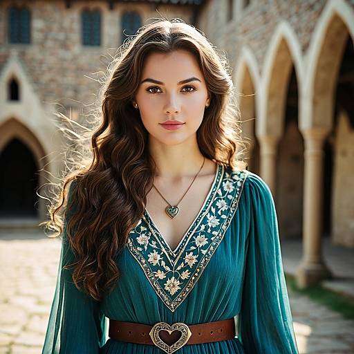Young Woman in Medieval Style Dress
