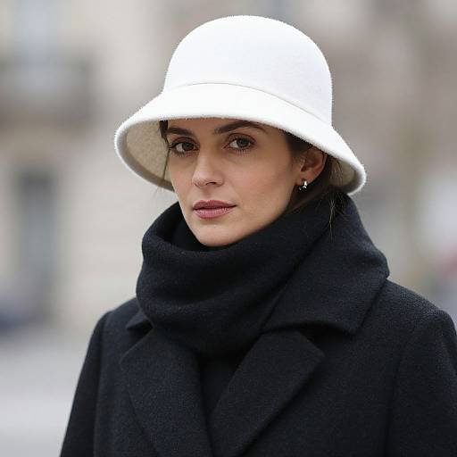 Woman with White Hat and Scarf